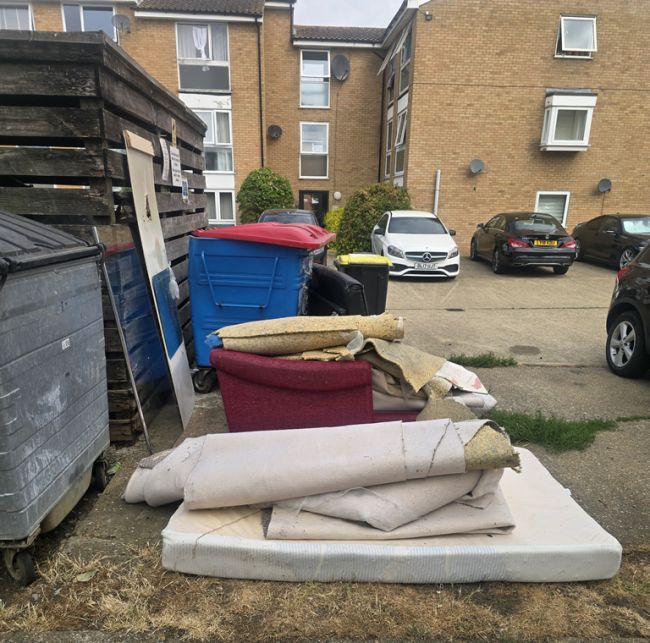 Commercial waste waiting to be removed from Enfield to Ware